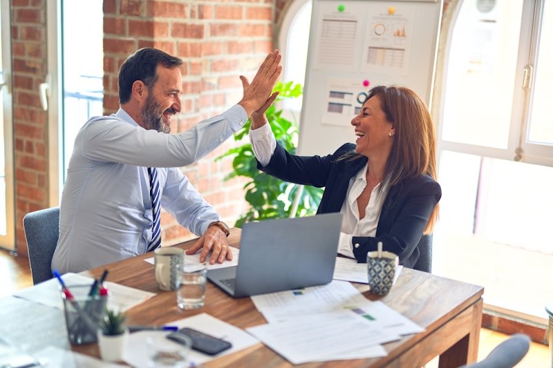 Real estate agents collaborating